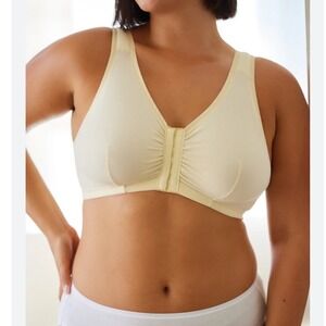 Leading Lady Front Closure Comfort Bra Cream Cotton Spandex Full Coverg 42C/D/DD